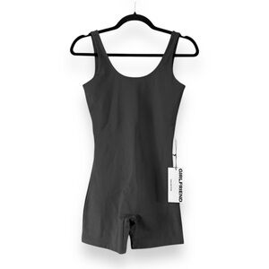 Girlfriend Collective Bike Unitard Romper Moon Gray NWT Size Small Athletic